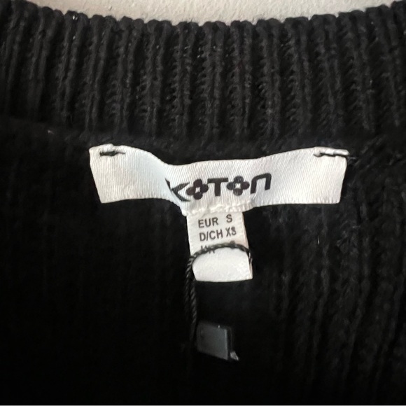 Koton Black Knit 1/4 Zip Neck Sweater Large Hoop Circle Pull NEW - Picture 13 of 16
